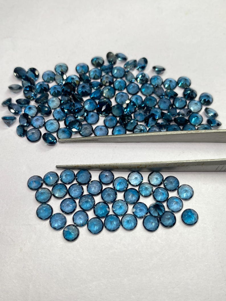 Natural London Blue Topaz Round brilliant cut - assorted gemstone Lot, Faceted Loose Stone 5mm-10mm