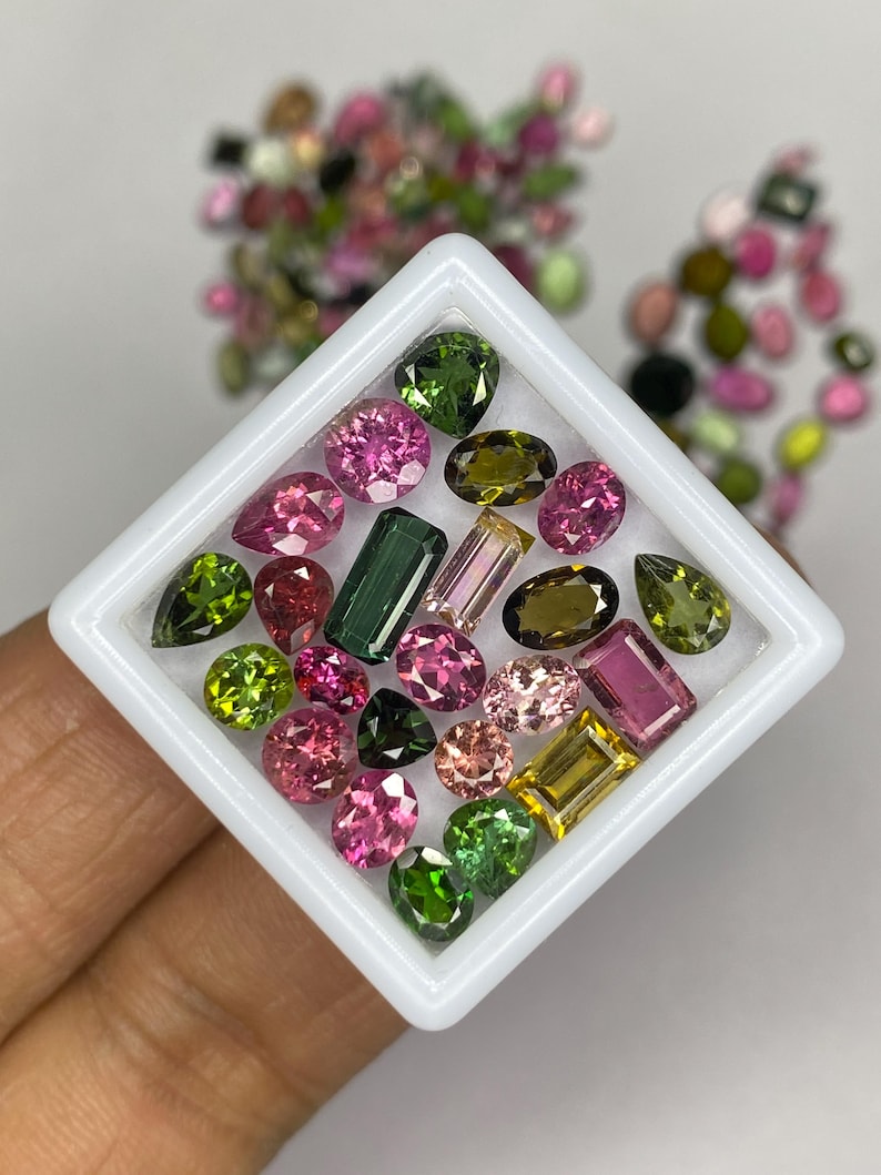 Mix Shape Tourmaline Gemstone Cut, Natural Faceted tourmaline Lot, Multi Color Loose Stone 3x5-8x10mm
