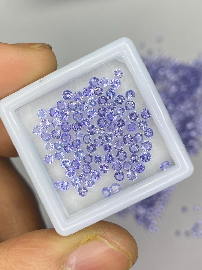 2mm Tanzanite Round Brilliant Cut Gemstone - Natural Tanzanite Faceted Loose Stone for Jewelry