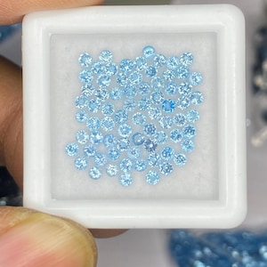 2mm Swiss Topaz Round Brilliant Cut Gemstone - Faceted Loose Stone, Natural Blue Gemstones for Jewelry