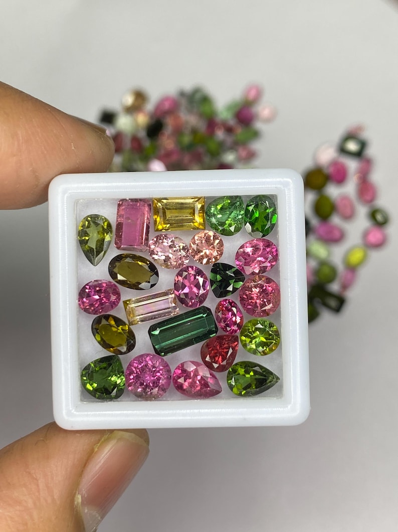 Mix Shape Tourmaline Gemstone Cut, Natural Faceted tourmaline Lot, Multi Color Loose Stone 3x5-8x10mm