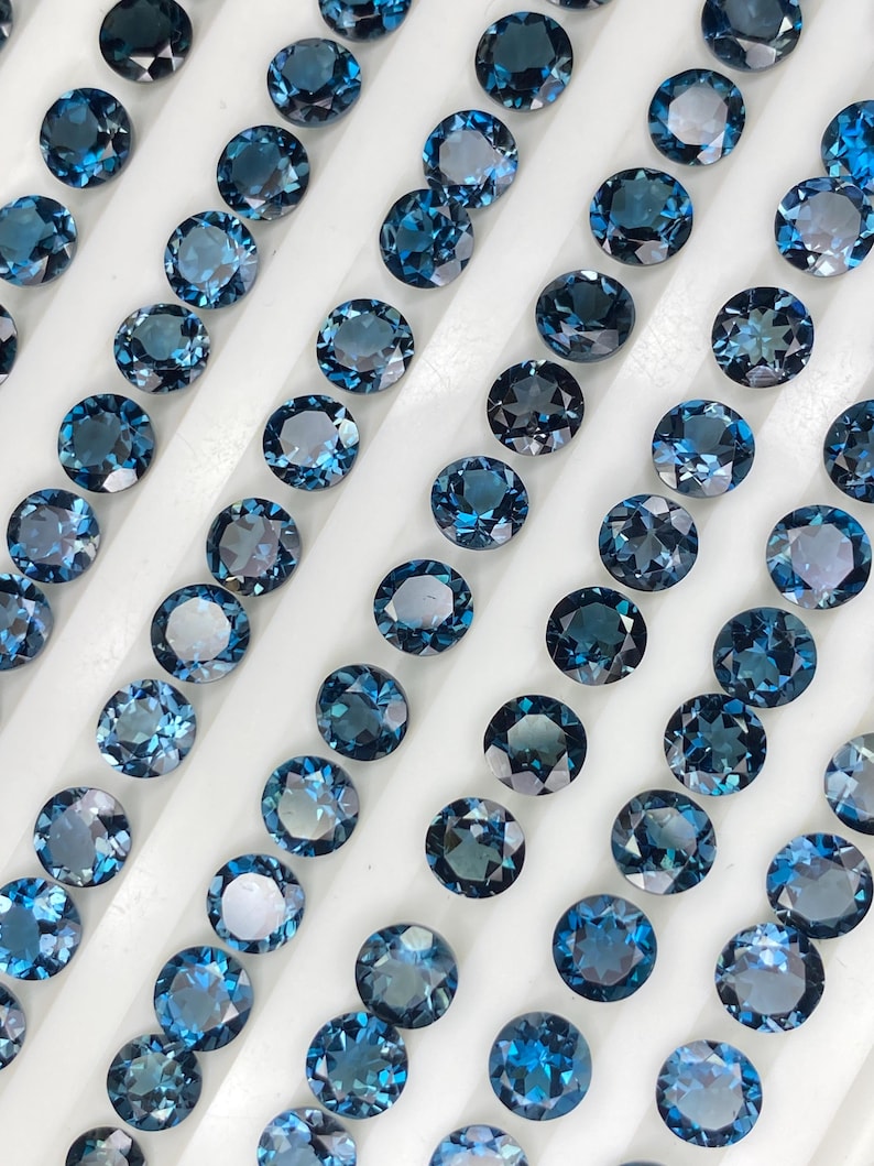 Natural London Blue Topaz Round brilliant cut - assorted gemstone Lot, Faceted Loose Stone 5mm-10mm