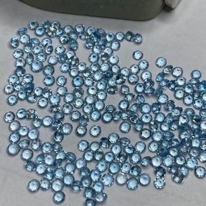 2mm Swiss Topaz Round Brilliant Cut Gemstone - Faceted Loose Stone, Natural Blue Gemstones for Jewelry