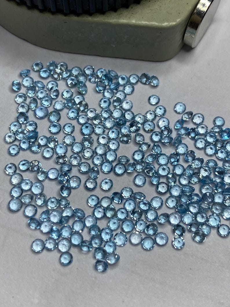 2mm Swiss Topaz Round Brilliant Cut Gemstone - Faceted Loose Stone, Natural Blue Gemstones for Jewelry