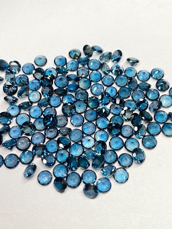 Faceted London Blue Topaz Gemstone – Natural Round Brilliant Cut Loose Stone Lot 4mm - 10mm