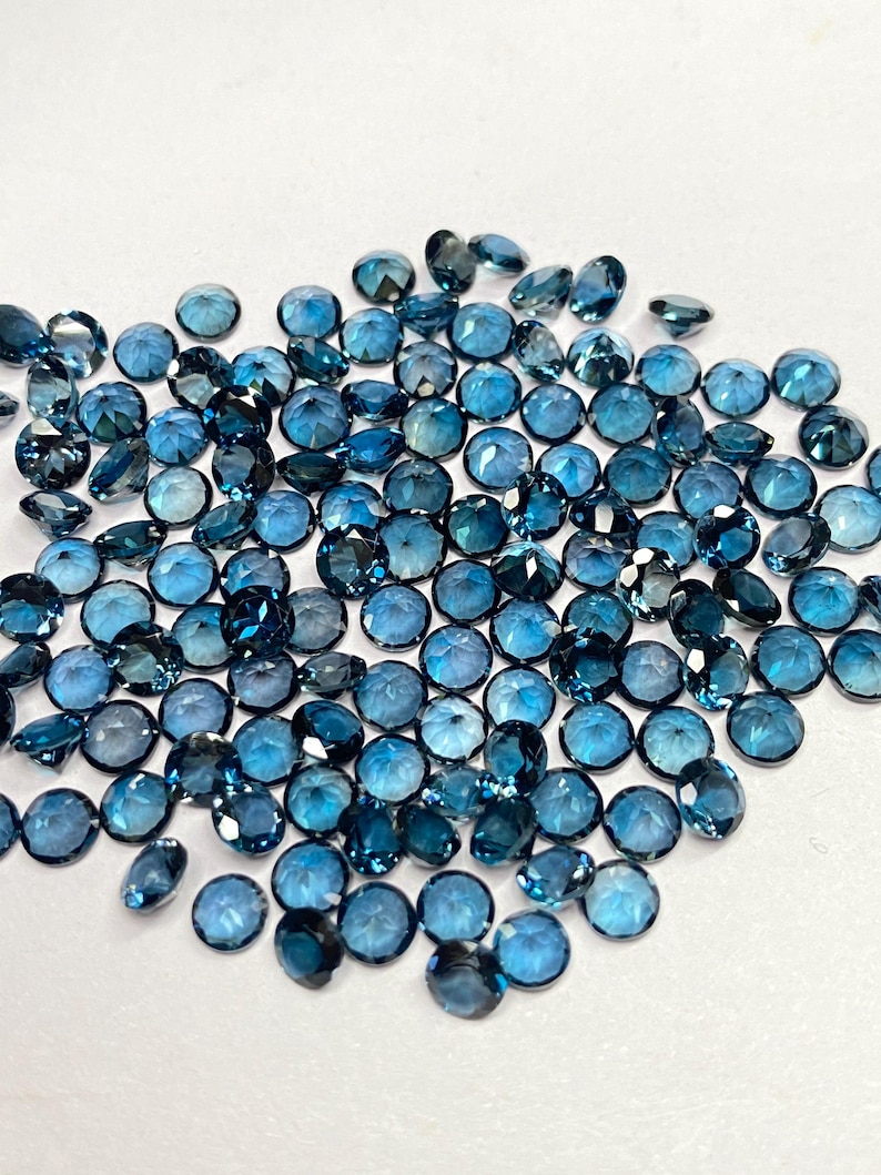 Natural London Blue Topaz Round brilliant cut - assorted gemstone Lot, Faceted Loose Stone 5mm-10mm