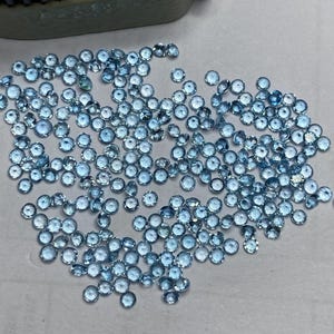2mm Swiss Topaz Round Brilliant Cut Gemstone - Faceted Loose Stone, Natural Blue Gemstones for Jewelry