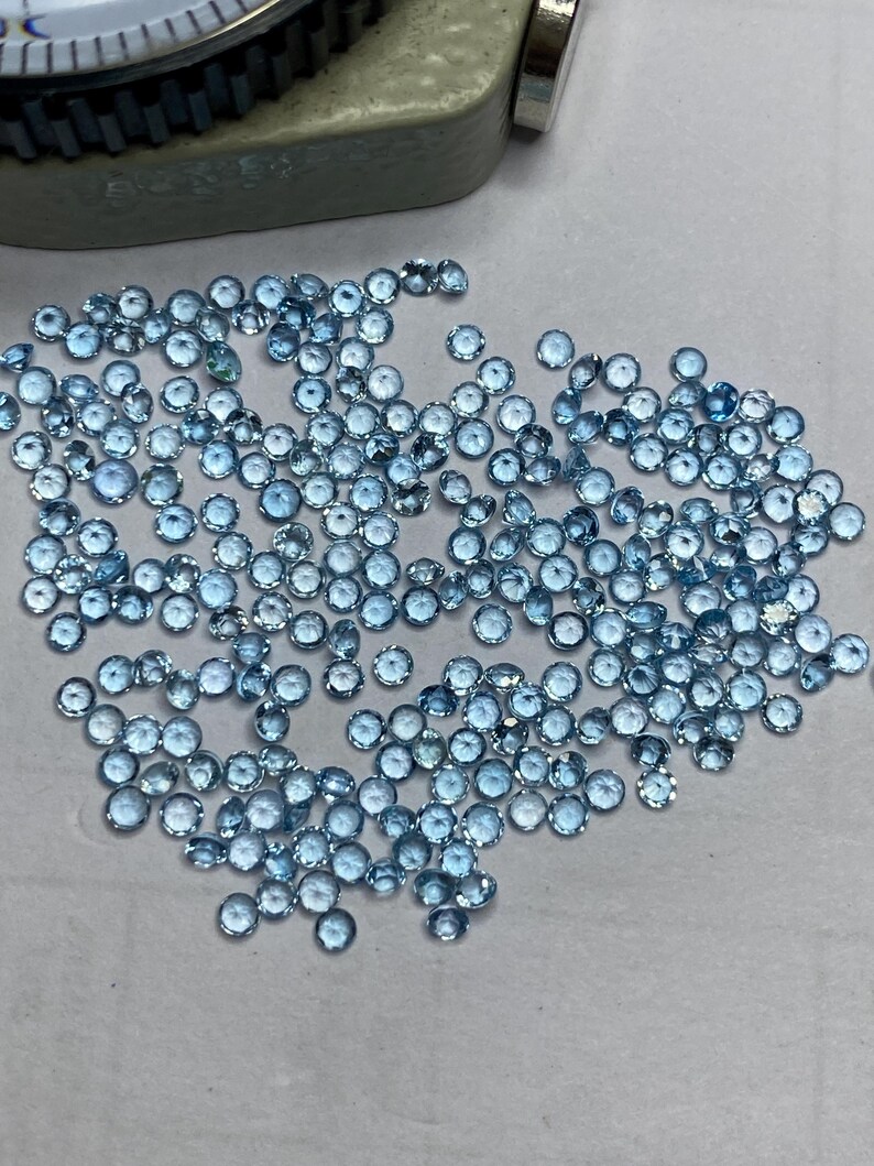 2mm Swiss Topaz Round Brilliant Cut Gemstone - Faceted Loose Stone, Natural Blue Gemstones for Jewelry