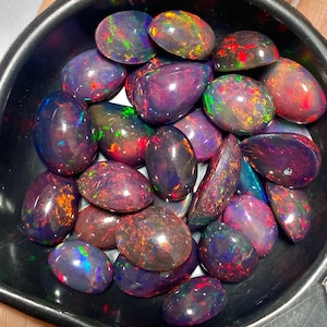 Red Fire opal Cabochon lot, Ethiopian Black opal mix Shape Lot, fire opal Gemstone lot, Loose Opal Stone, Top Quality Genuine Fire opal Cabs