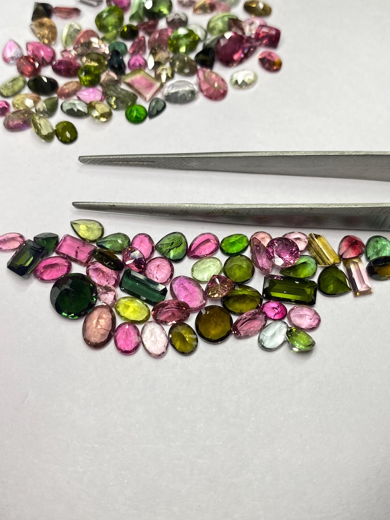 Mix Shape Tourmaline Gemstone Cut, Natural Faceted tourmaline Lot, Multi Color Loose Stone 3x5-8x10mm