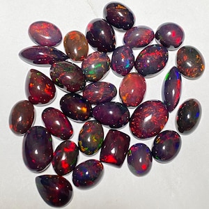 Red Fire opal Cabochon lot, Ethiopian Black opal mix Shape Lot, fire opal Gemstone lot, Loose Opal Stone, Top Quality Genuine Fire opal Cabs
