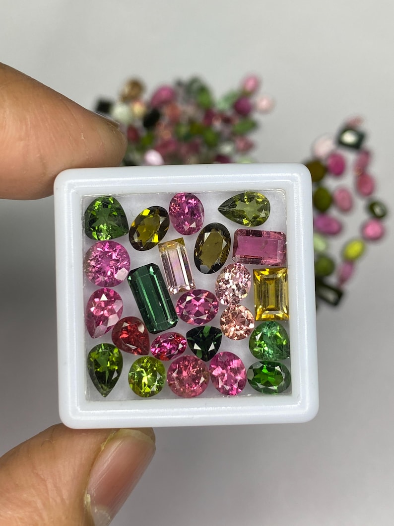 Mix Shape Tourmaline Gemstone Cut, Natural Faceted tourmaline Lot, Multi Color Loose Stone 3x5-8x10mm