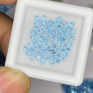 2mm Swiss Topaz Round Brilliant Cut Gemstone - Faceted Loose Stone, Natural Blue Gemstones for Jewelry