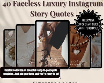 40 gesichtslose Instagram Zitate Social Media Branding Bearbeitbarer digitaler Download, MRR PLR Lizenz