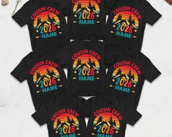 Personalized Cousin Crew 2026 Retro Shirt, Vintage Matching Family Vacation Tee