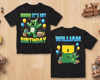 Custom Pixel Gamer Birthday Shirt, Bruh It's My Birthday Tee, Gaming Theme Birthday Gift