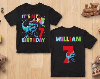 Personalized Dinosaur Birthday Shirt, Custom Age Birthday Shirt, 7th Birthday Shirt, Dinosaur Birthday Party, Boy Dinosaur Shirt, Party Tee