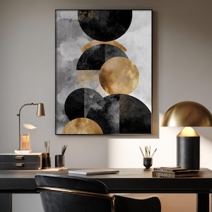 Black and Gold Abstract Wall Art Print | Luxury Geometric Artwork | Modern Glam Home Decor | Minimalist Digital Download Poster for Any Room
