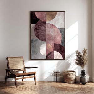 Mauve and Blush Abstract Wall Art Print | Pink and Grey Geometric Artwork | Modern Minimalist Home Decor | Digital Download Poster