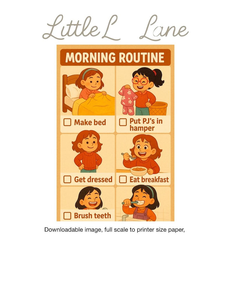 Pyjamas Routine Printable Kids Routine, Regulation Charts, Morning, Bedtime, School ...