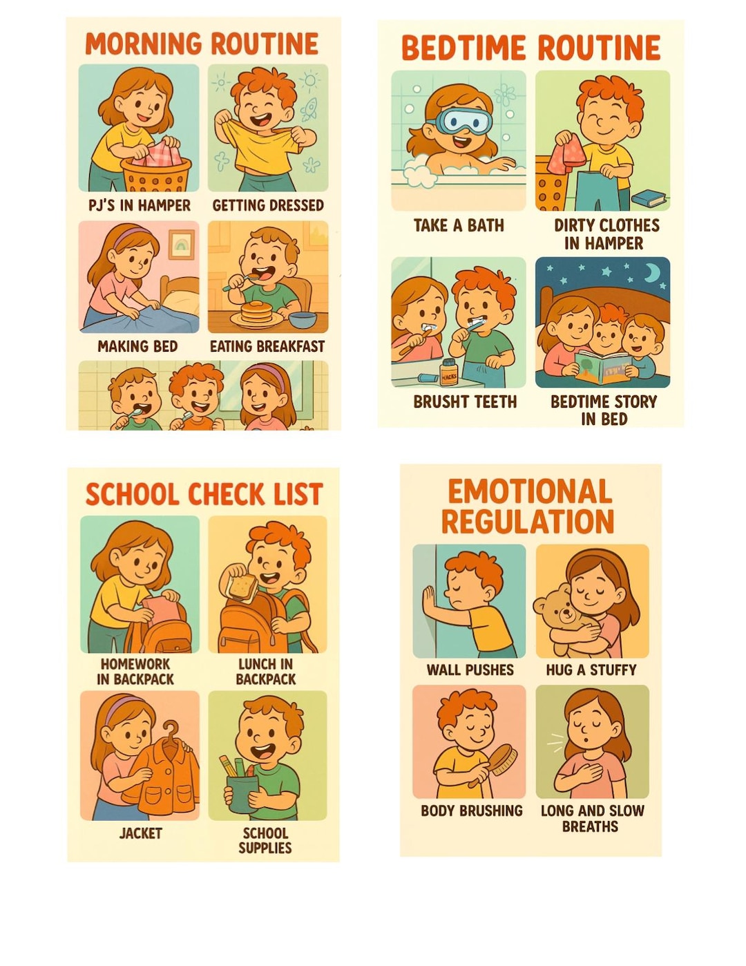 Printable Routine Chart Bundle for Kids,morning, Bedtime, School ...