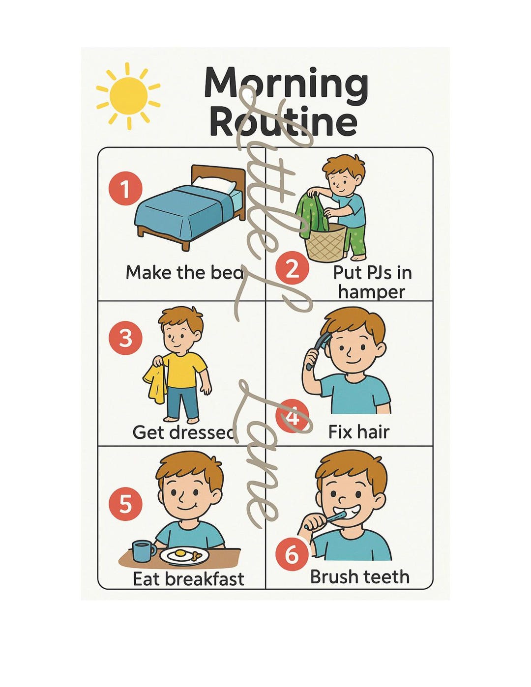 Mourning Routine Budding Kids Charts, Organization Chart Mourning Routine, ADHD Supports - Etsy