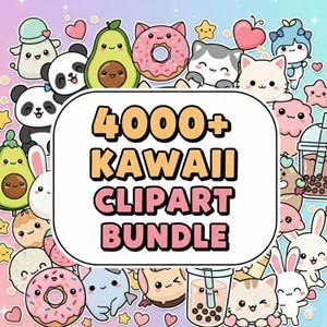 4000+ Kawaii Clipart Bundle | Cute Kawaii SVG PNG | Fruits, Animals, Stickers & Chibi Characters