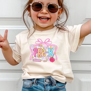 Pre-K Kids Shirt, Pre Kindergarten Child T-Shirt, Ready For Pre-K, Coquette, First Day Of School, Back To School Gift For Toddler, PreK Bow