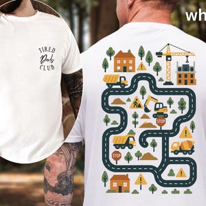 Müde Väter Club Shirt, Rennshirt für Papa, Rennen auf Papas T-Shirt, Matte Straßenauto Rennbahn Shirt, Krabbeldecke TShirt, Geschenk für neue Eltern