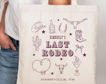Last Rodeo Bachelorette Tote Bag, Custom Cowgirl Bach Party, Personalized Canvas Aesthetic Shopping, Cute Rodeo Bridal Shoulder Bag Reusable