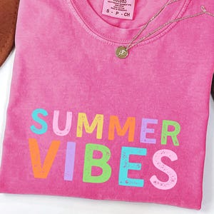 Summer Vibes Shirt, Comfort Colors T-Shirt, Neon Trendy Summer Shirt, Distressed Beach Tee, Sunshine Shirt, Beachy, Beachwear, Women&#39;s Shirt