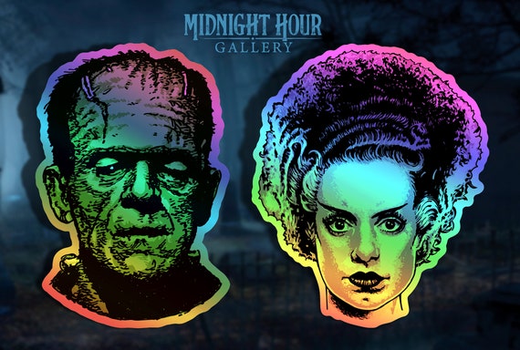Frankenstein & Bride Holographic Vinyl Sticker Set - Universal Monsters