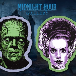 Frankenstein & Bride Magnet Set: Universal Horror Movie Art