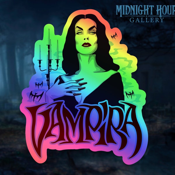 Vampira Vinyl Holographic Sticker / Cult Classic Monster Sticker / FREE SHIPPING!