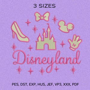Disneyland Embroidery Design, Princess Castle, Mouse Ears (Digital Download)