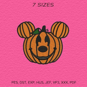 Mickey Pumpkin Embroidery Design | Halloween Jack O'Lantern (Digital Download)