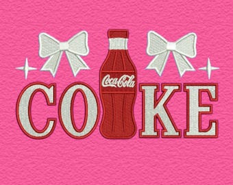 Coca-Cola Embroidery Patch, Retro Bow Design, Iron-On Applique