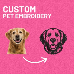 Custom Pet Embroidery Design | Turn Your Dog or Cat Photo into Machine Embroidery File | Personalized Pet Portrait PES DST EXP VP3