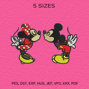 Kissing Mouse Couple Embroidery Design, Cartoon Love Pair (Digital File)