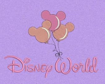 Diseño de bordado de globos de Disney World: archivo de puntada de Mickey Mouse (archivo digital)