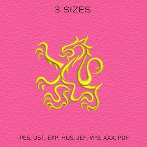 Golden Tribal Dragon Embroidery Design – Machine Embroidery Pattern, Mythical Creature Applique, Instant Digital Download