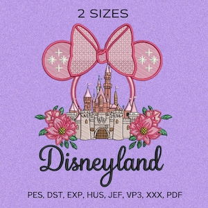 Minnie Ears Castle Embroidery Design, Disneyland Stitch File (Digital Download)