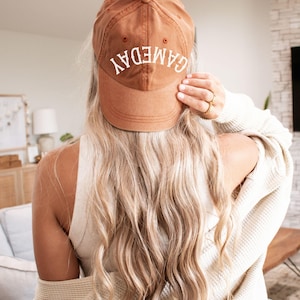 Vintage Style Game Day Hat: Upside Down Print Football Dyed Cap