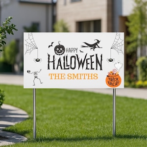 Custom Halloween Yard Sign: Spooky Pumpkin Decor with Metal Stake