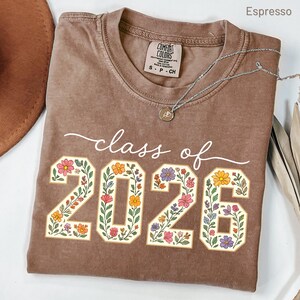 Comfort Colors Floral Class of 2026 Shirt: Vintage Style Graduation Tee