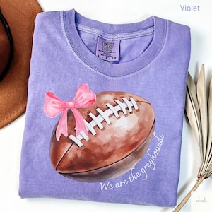 Comfort Colors® Cute Football Mom Shirt, Custom Mascot Bow Shirt, Coquette Bows School Spirit Tshirt, Cheer Mascot Tee, Football Team Jersey