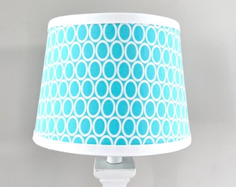White aqua circle modern lamp shade. Nursery Kid baby room decor lighting