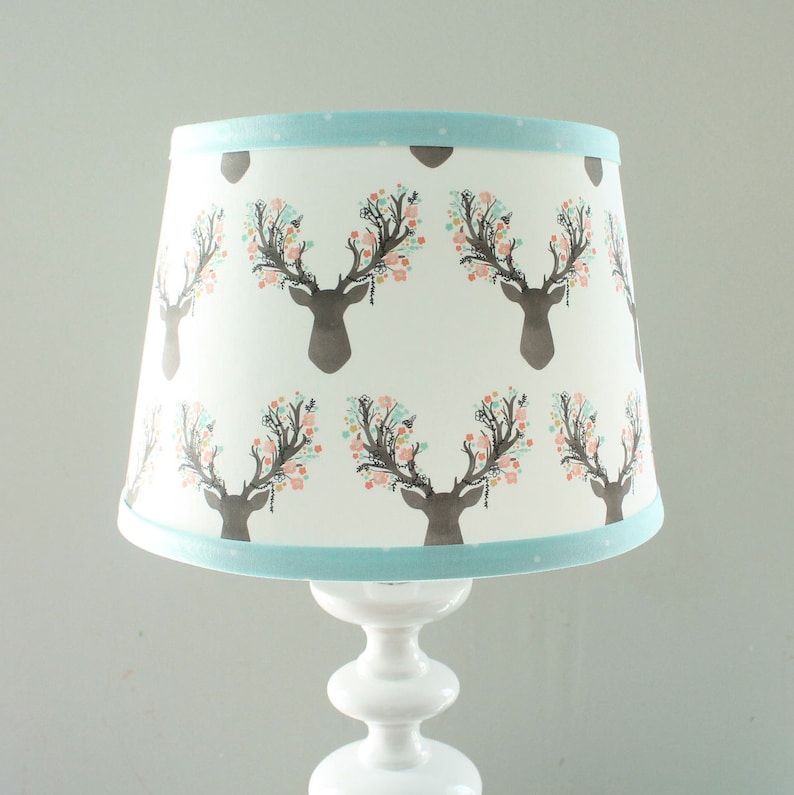 Nursery Lamp Shade. Floral Coral Deer Fawn Floral Little Etsy