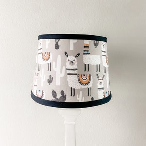 Llama and Cactus Black white gray Lamp Shade-Nursery Decor image 1