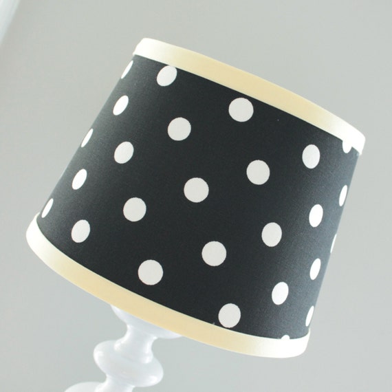 Small Black And White Polka Dot Lamp Shade With Yellow Trim White Polka Dot Lamp Shade, Grey And White Polka Dot Lamp Shade
